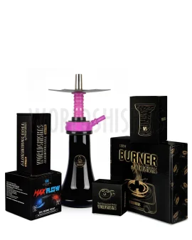 pack-cachimba-worldshishas-bowl-burner-provost-aluminium-carbon-cachimba-hookah-embery-mini-mono-flip-purple-black copia