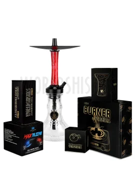 pack-cachimba-worldshishas-bowl-burner-provost-aluminium-carbon-cachimba-medusa-moon-red-black copia