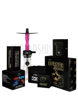 pack-cachimba-worldshishas-bowl-burner-provost-aluminium-carbon-medusa-cokev-maletin-pink copia