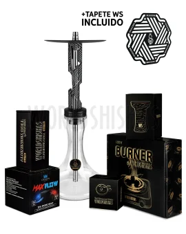 pack-cachimba-worldshishas-bowl-burner-provost-aluminium-carbon-ykap-core-silver+tapete copia